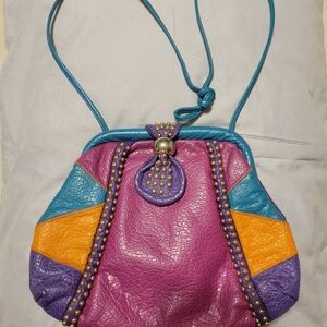 Colorful Women's Bag with Studded Details